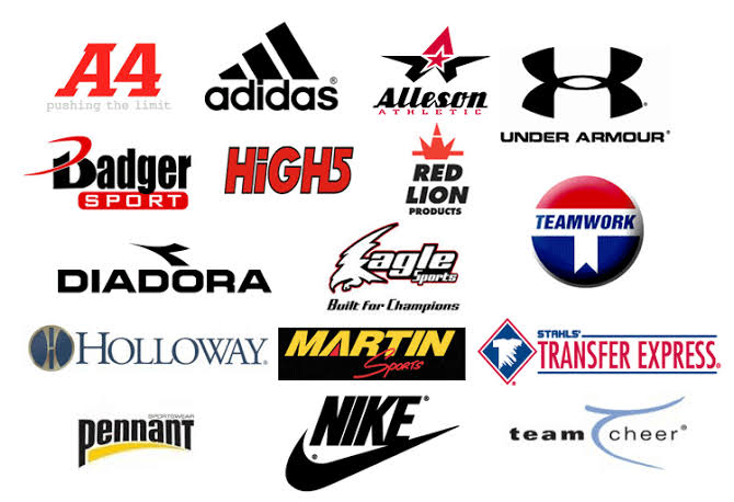 Nike, adidas, Under Armour and other athletic apparel brand logos